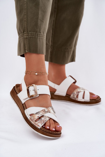 Zapatos de mujer blancos con hebillas, Inblu GS000056