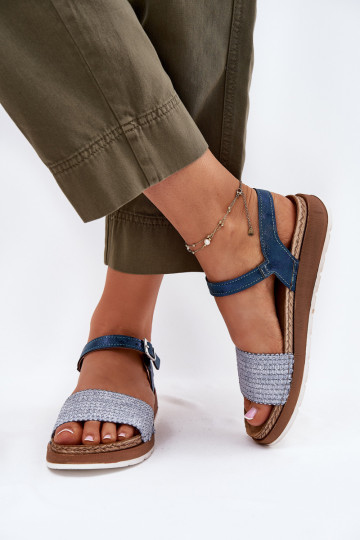 Zapatos de mujer azules con trenzas en la correa, Inblu GS000050 2