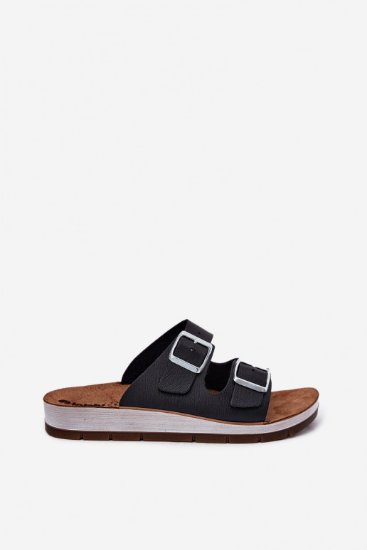 zapatillas de mujer con hebillas Inblu CP000042 de color negro