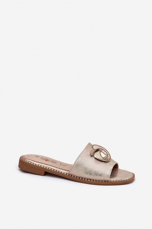 zapatillas de mujer con tacones anchos Con decoraciones Detalem KV51-007 color dorado zapatillas de mujer con tacones anchos Con decoraciones Detalem KV51-007 color dorado