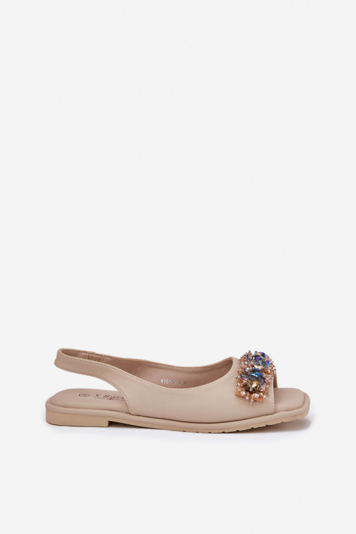 Sandalias planas para mujer. con ojos brillantes S.Barski KV51-079 beige