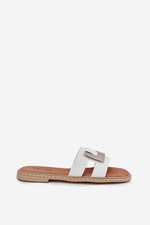 Zapatillas apartamento de mujeres Con decoraciones Detalem Artiker 56C1334 el color blanco