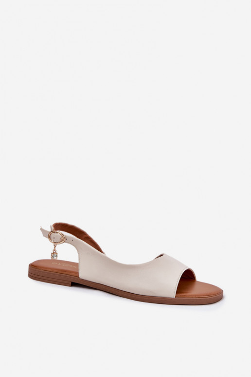 Sandalias de mujer con tacones anchos beige ENeanise