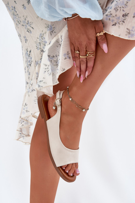 Sandalias de mujer con tacones anchos beige ENeanise