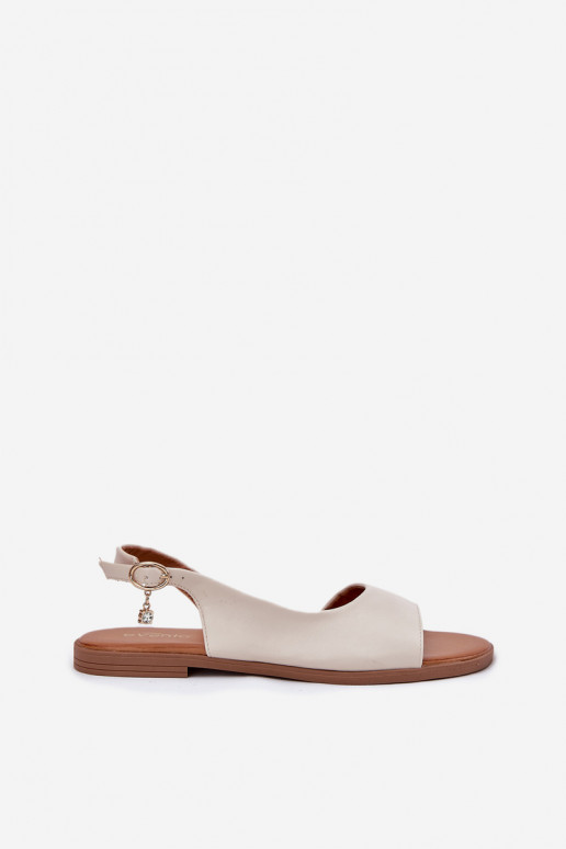 Sandalias de mujer con tacones anchos beige ENeanise