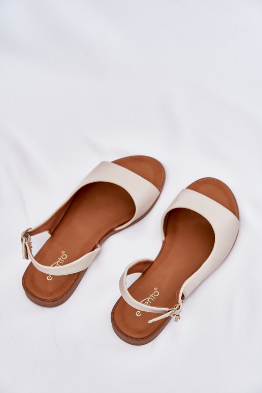 Sandalias de mujer con tacones anchos beige ENeanise