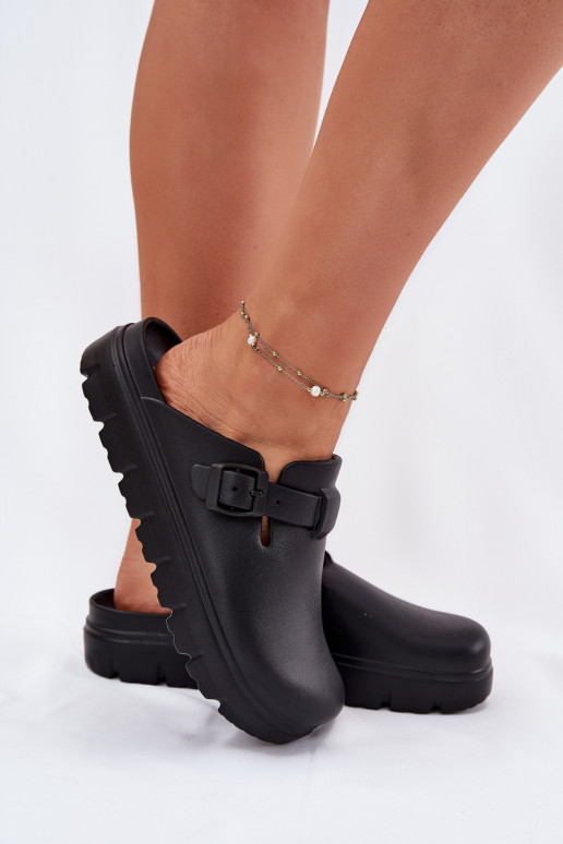 Zapatillas ligeras zapatillas de mujer con correas I con hebillas de color negro Larinie Zapatillas ligeras zapatillas de mujer con correas I con hebillas de color negro Larinie