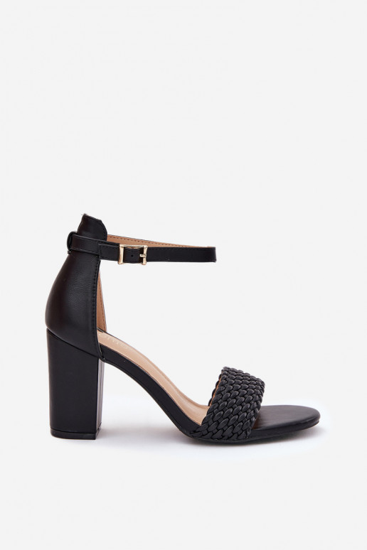 Sandalias de tacón alto para mujer. Con correa trenzada de color negro Asdine Sandalias de tacón alto para mujer. Con correa trenzada de color negro Asdine