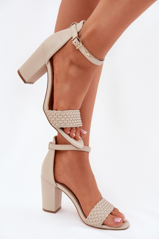 Sandalias de tacón alto para mujer. Con correa trenzada beige Asdine Sandalias de tacón alto para mujer. Con correa trenzada beige Asdine