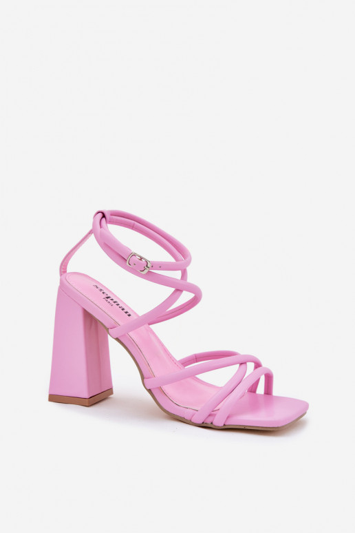 Sandalias de tacón alto para mujer. con rayas color rosa Ciarilora