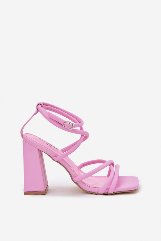 Sandalias de tacón alto para mujer. con rayas color rosa Ciarilora