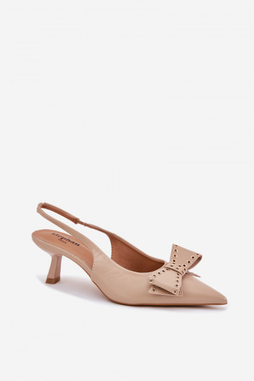 Zapatos con tacones finos con cintas beige Folesca 2