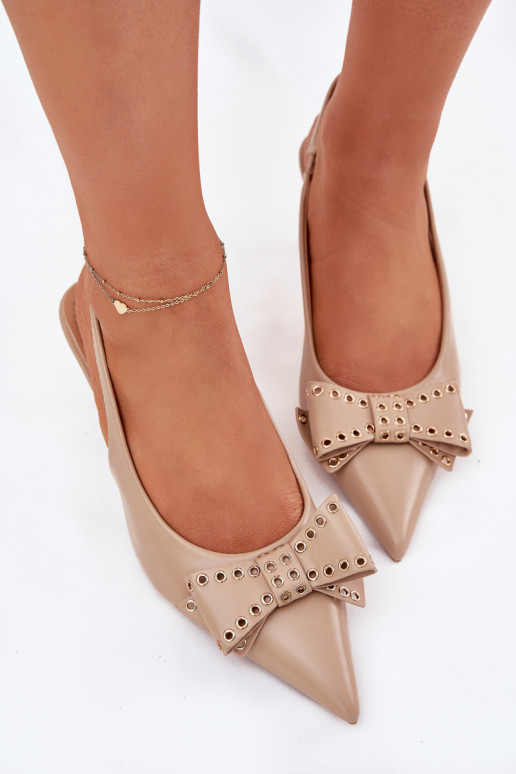 Zapatos con tacones finos con cintas beige Folesca