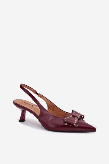 Zapatos con tacones delgados y lazos Folesca color burdeos 2