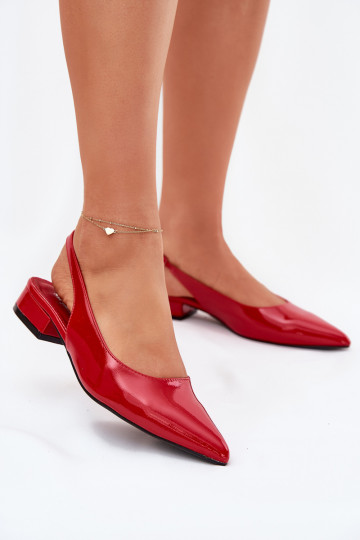 Bailarinas lacadas En un tacón bajo color rojo Testori 2