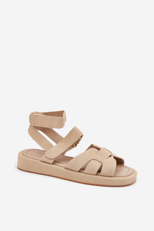 Sandalias de mujer Z con cierre adhesivoami beige Uvissa