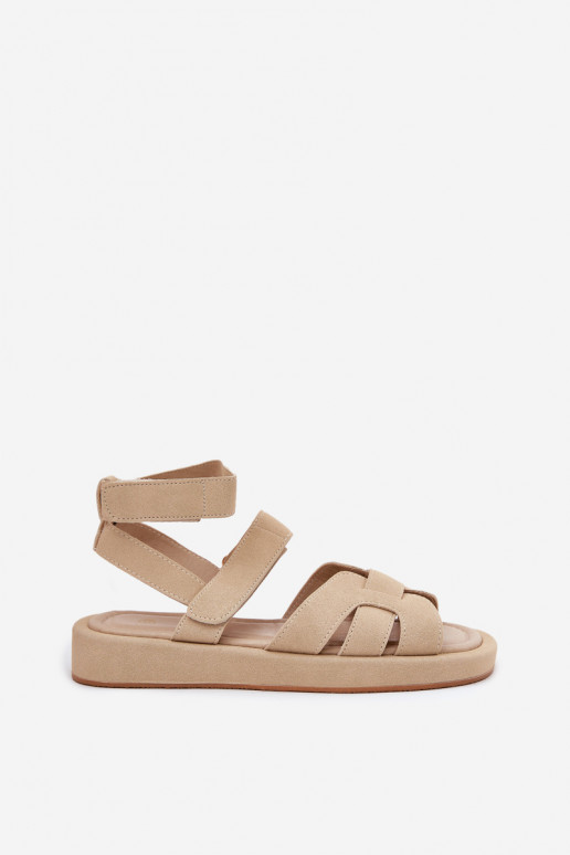 Sandalias de mujer Z con cierre adhesivoami beige Uvissa