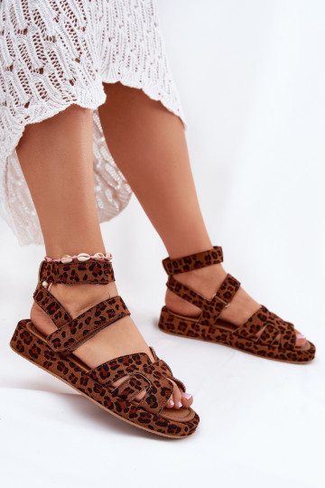 Sandalias de mujer con cierres adhesivos Uvissa con estampado de leopardo