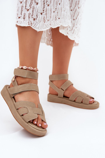 Sandalias de mujer con cierres adhesivos Uvissa color caqui