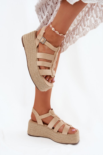 Sandalias de mujer con rayas I Plecionką beige Pardauss 2