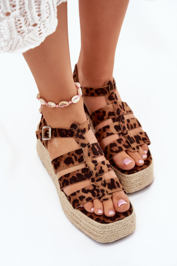 Sandalias de mujer con tiras y elementos trenzados Pardauss con estampado de leopardo