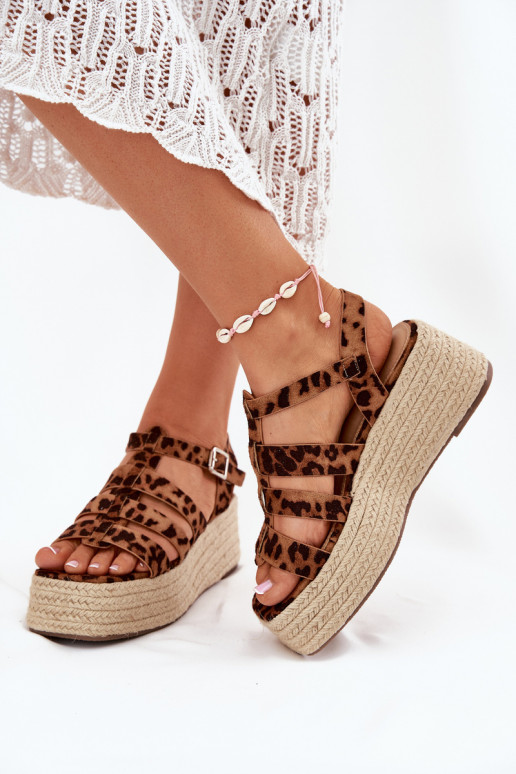Sandalias de mujer con rayas I Plecionką con estampados de piel de leopardo Pardauss