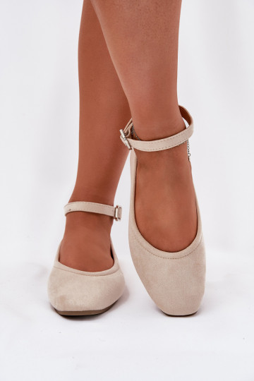 Eko Bailarinas de ante con correas I con hebillas beige Deomira 2