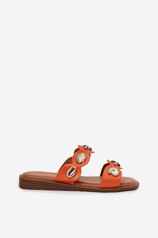 zapatillas de mujer Ze color doradomi Przypinkami color naranja Jenoriela