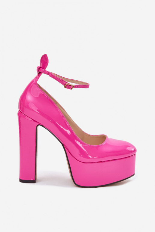 con efecto barniz Zapatos en un puesto alto y plataforma color rosa Nianka