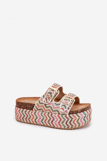 zapatillas de mujer con una plataforma Con Trenza I con hebillasmi Colores diferentes Eradriana