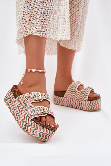 zapatillas de mujer con una plataforma Con Trenza I con hebillasmi Colores diferentes Eradriana 2