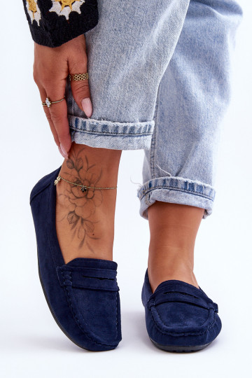 Mocasines de ante elegantes azul oscuro Lenvie 2