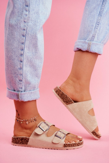Femenino Zapatillas En Korek con hebillas beige Si Senor 2