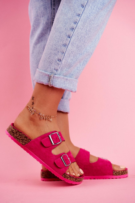 Femenino Zapatillas En Korek con hebillas color rosa Si Senor