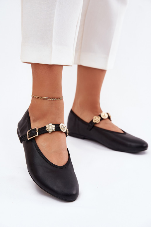 bailarinas Femenino con correas I color doradomi Przypinkami de color negro Firicene bailarinas Femenino con correas I color doradomi Przypinkami de color negro Firicene