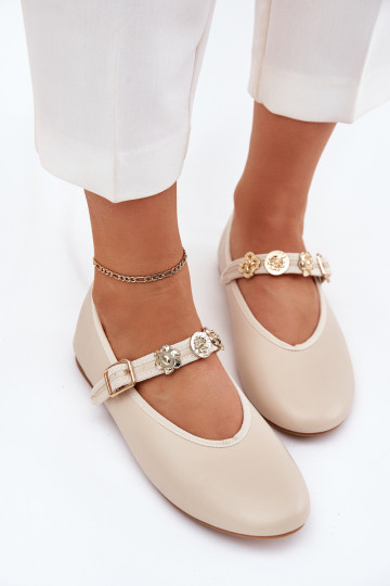 bailarinas Femenino con correas I color doradomi Przypinkami beige Firicene
