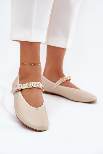 bailarinas Femenino con correas I color doradomi Przypinkami beige Firicene 2