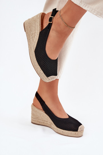 Sandalias de mujer en una cuña Con Trenza de color negro Tulliata