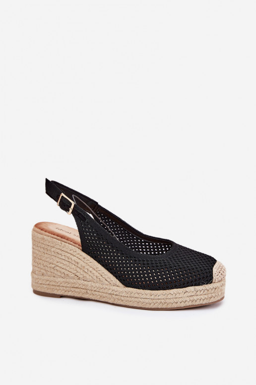 Sandalias de mujer en una cuña Con Trenza de color negro Tulliata Sandalias de mujer en una cuña Con Trenza de color negro Tulliata