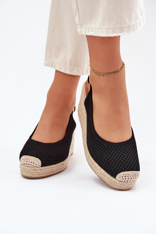 Sandalias de mujer en una cuña Con Trenza de color negro Tulliata Sandalias de mujer en una cuña Con Trenza de color negro Tulliata