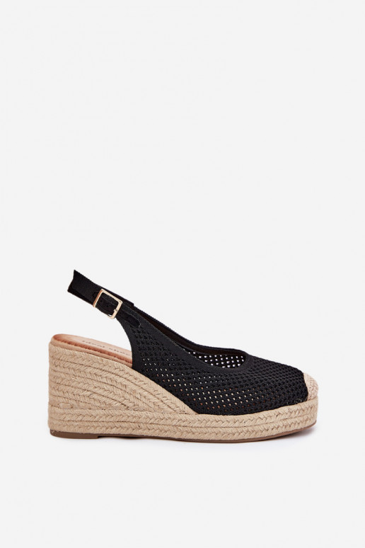 Sandalias de mujer en una cuña Con Trenza de color negro Tulliata Sandalias de mujer en una cuña Con Trenza de color negro Tulliata
