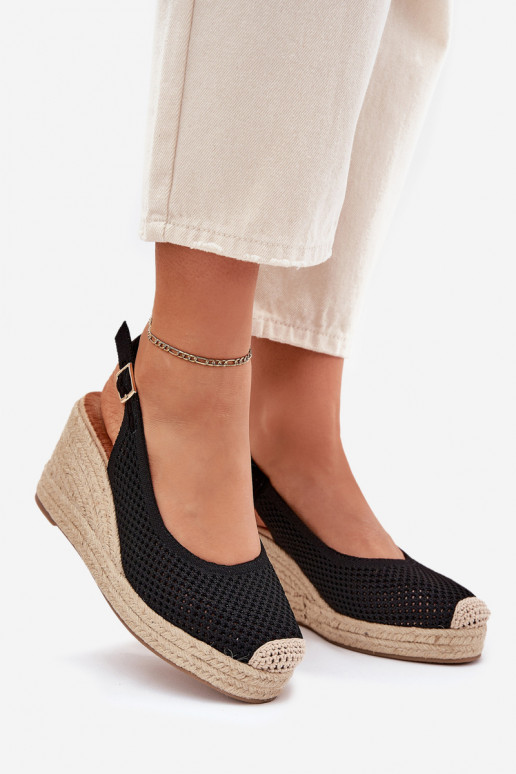Sandalias de mujer en una cuña Con Trenza de color negro Tulliata Sandalias de mujer en una cuña Con Trenza de color negro Tulliata