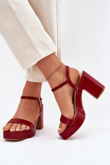 Sandalias de mujer de piel sintética con tacones Lillita color burdeos