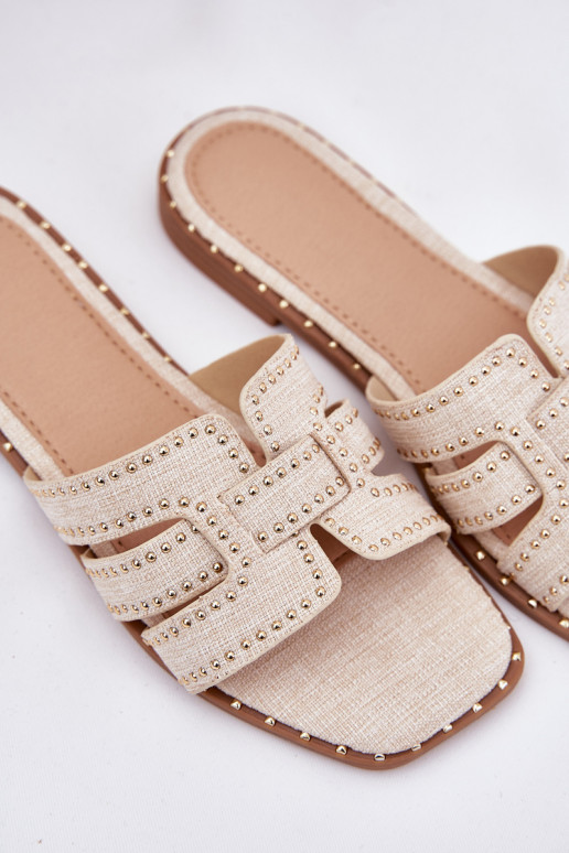 Decorado Zapatillas con tacones anchos beige Anniles