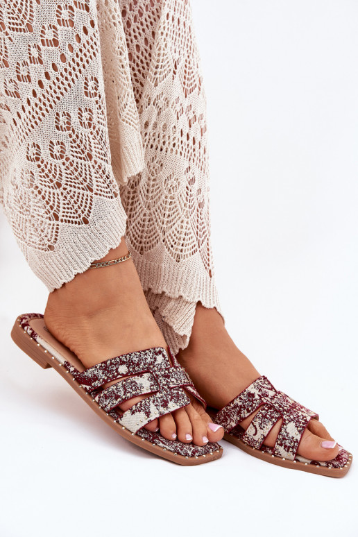 Decorado Zapatillas con tacones anchos borgoña Anniles