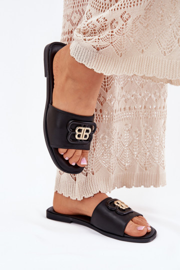 Zapatillas de mujer planas con detalles adornados Nenitta en color negro
