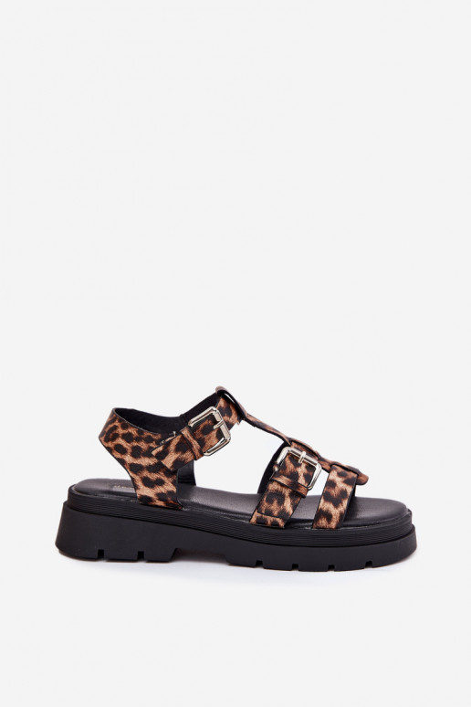 Sandalias de mujer Eko Piel con hebillas con estampados de piel de leopardo Jeneliena Sandalias de mujer Eko Piel con hebillas con estampados de piel de leopardo Jeneliena