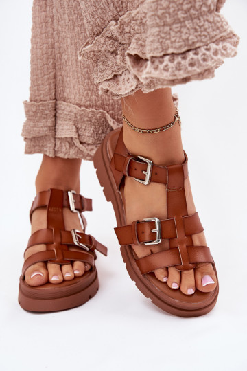 Sandalias de mujer Eko Piel con hebillas color marrón Jeneliena 2