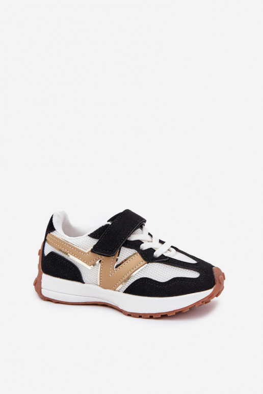 Zapatillas modelo zapatos. Infantil con sujetadores adhesivos Blanco-de color negro Tezzu