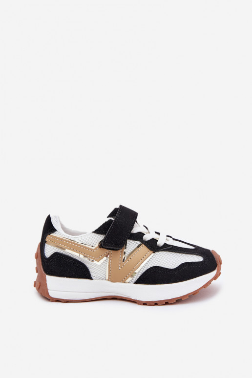 Zapatillas modelo zapatos. Infantil con sujetadores adhesivos Blanco-de color negro Tezzu